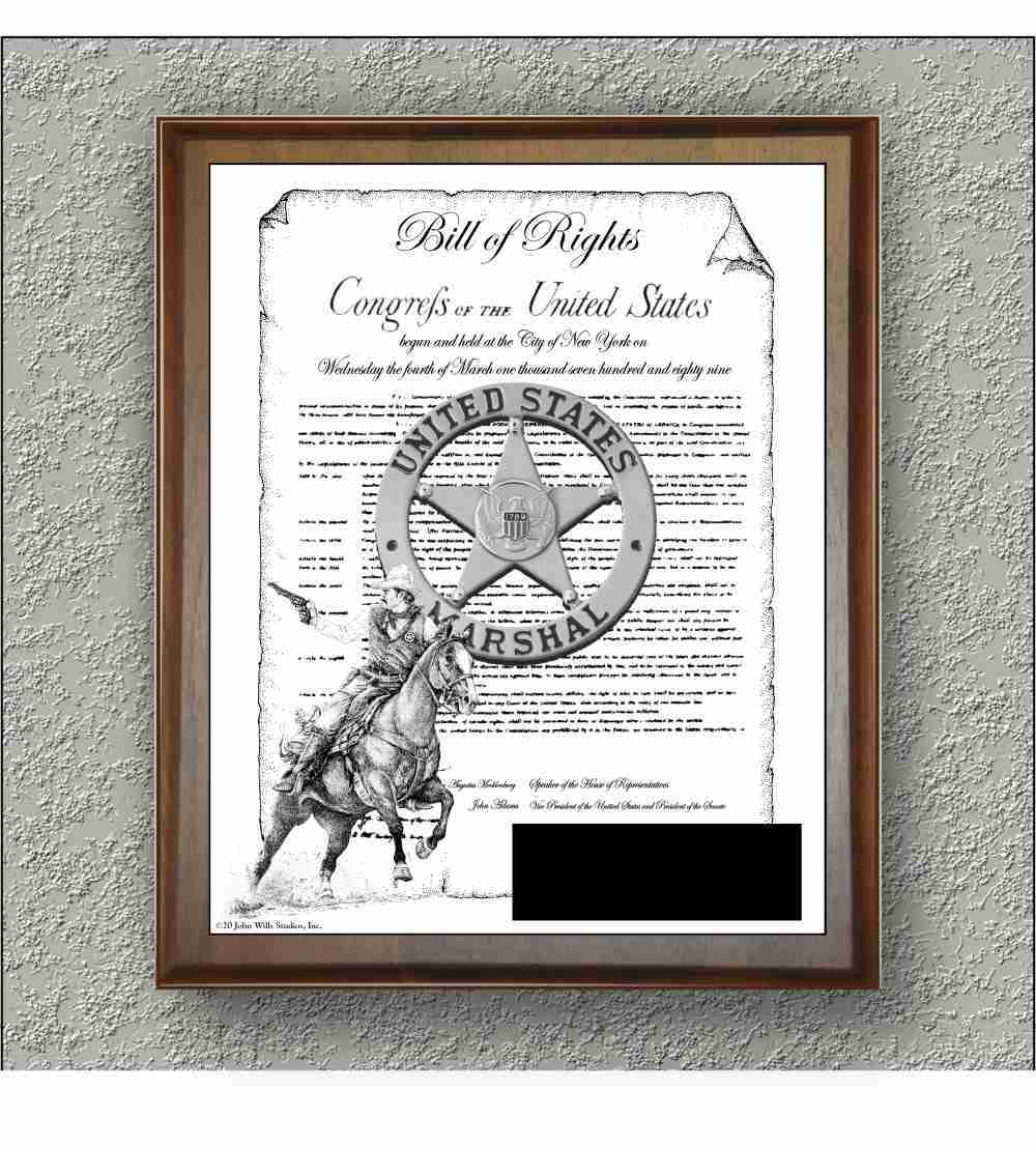 US Marshals "Bill Of Rights And Badge With Brass Plate" image 1