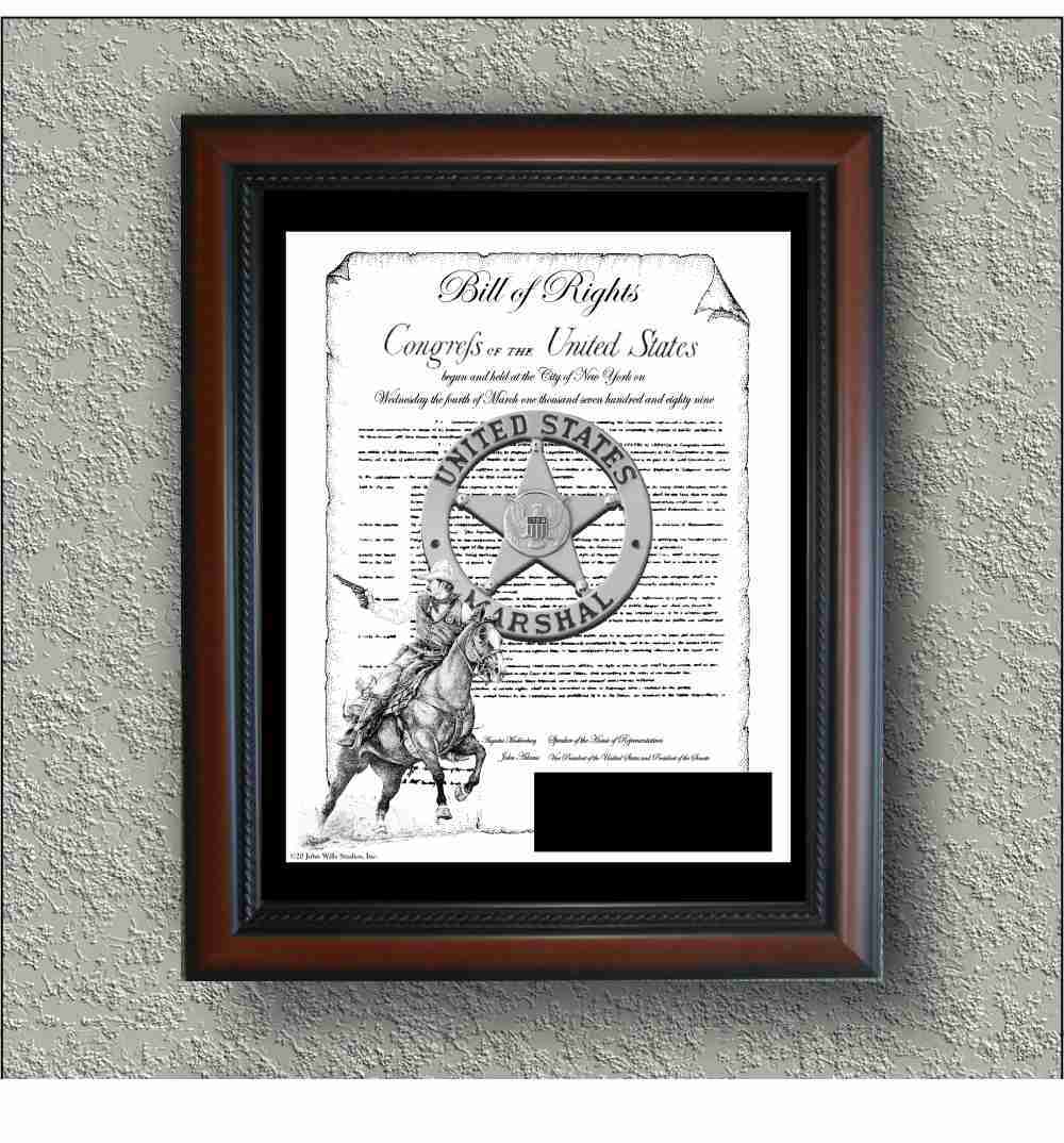 US Marshals "Bill Of Rights And Badge With Brass Plate" image 0