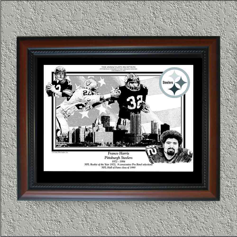 Franco Harris - Pittsburgh Steelers Limited Edition Marble Etching image 0